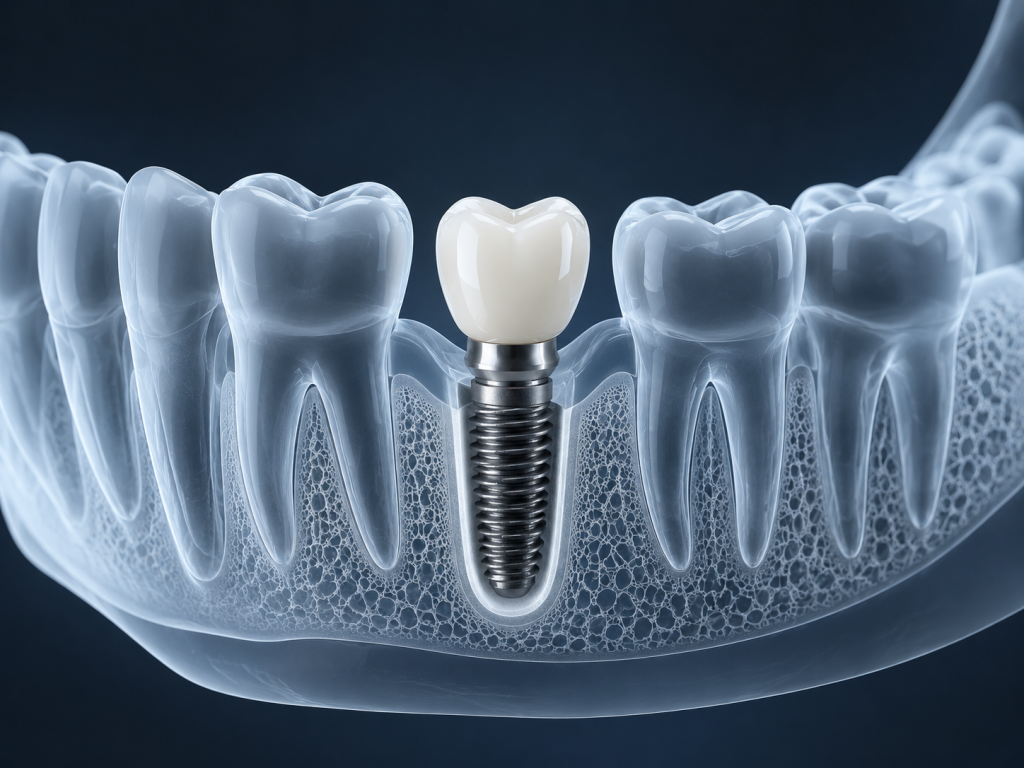 Diş Hekimi Mustafa Özcan çene kemiğine yerleştirilen dental titanyum implant vida modeli