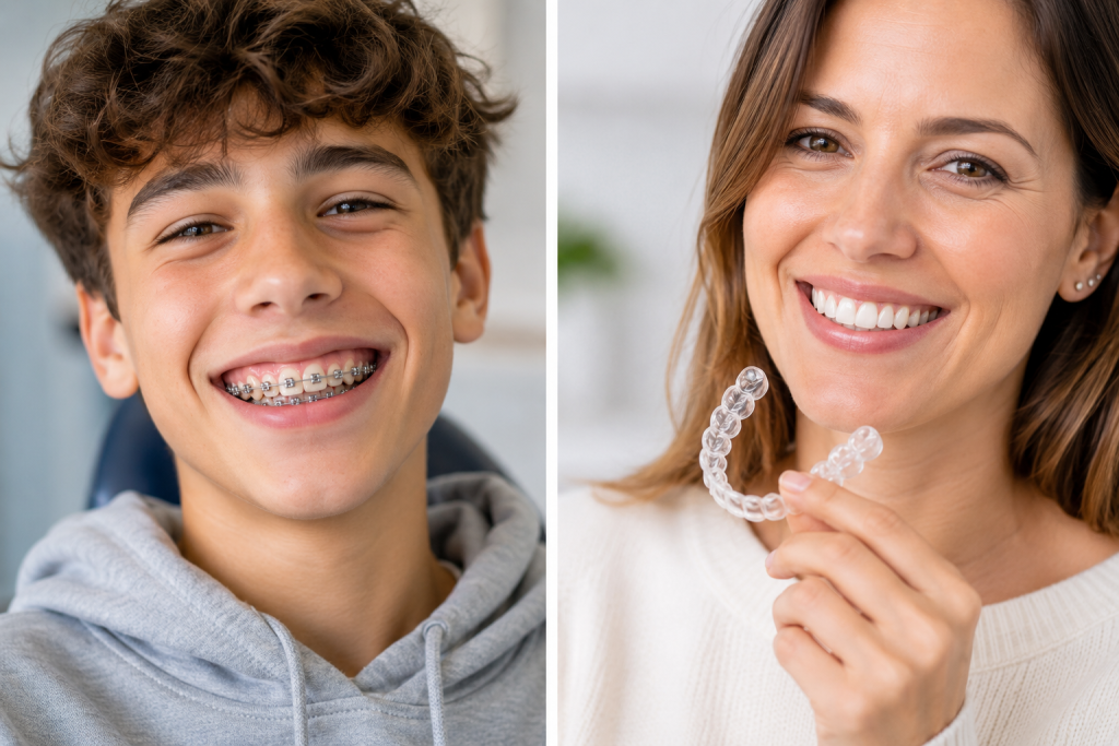 Şeffaf plak invisalign ve geleneksel metal diş teli karşılaştırması Denizli ortodonti