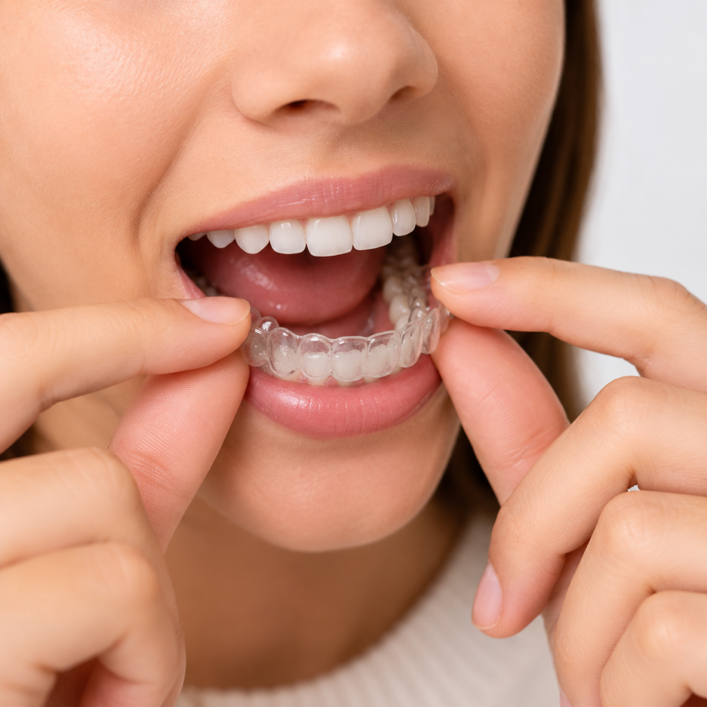 Telsiz ortodonti görünmez şeffaf plak invisalign takma anı