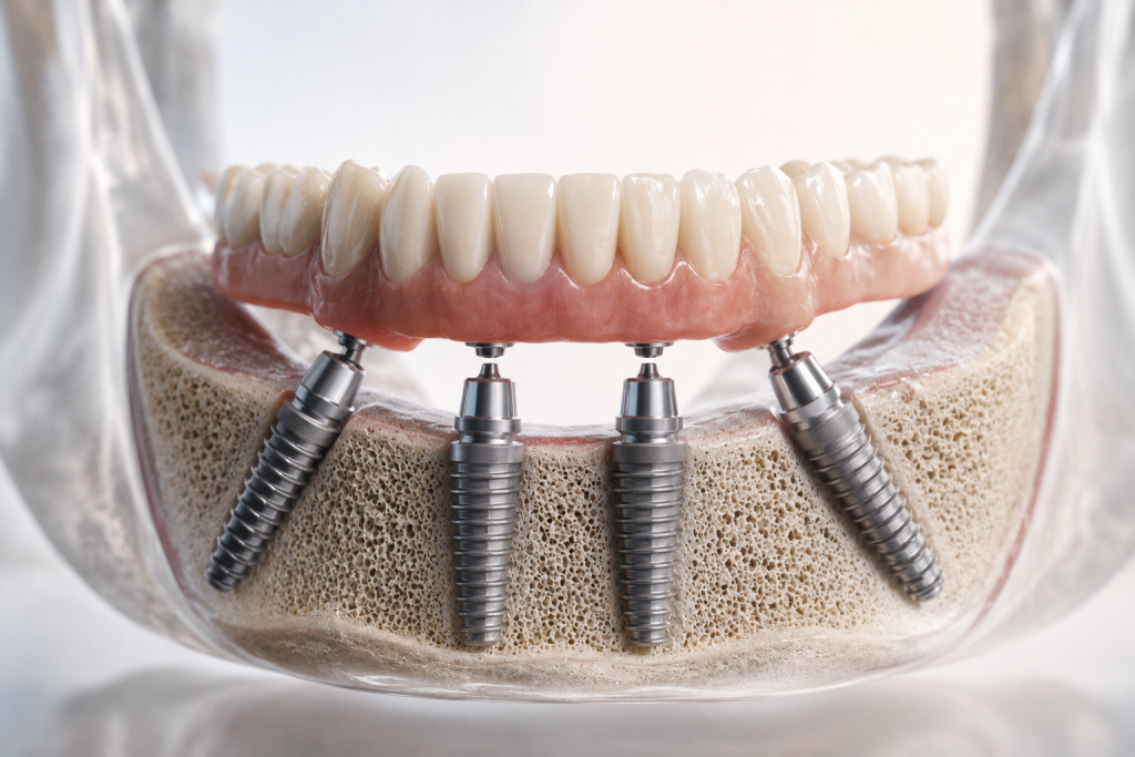 All-on-4 implant sistemi ile eksik diş tedavisi ve sabit diş uygulaması